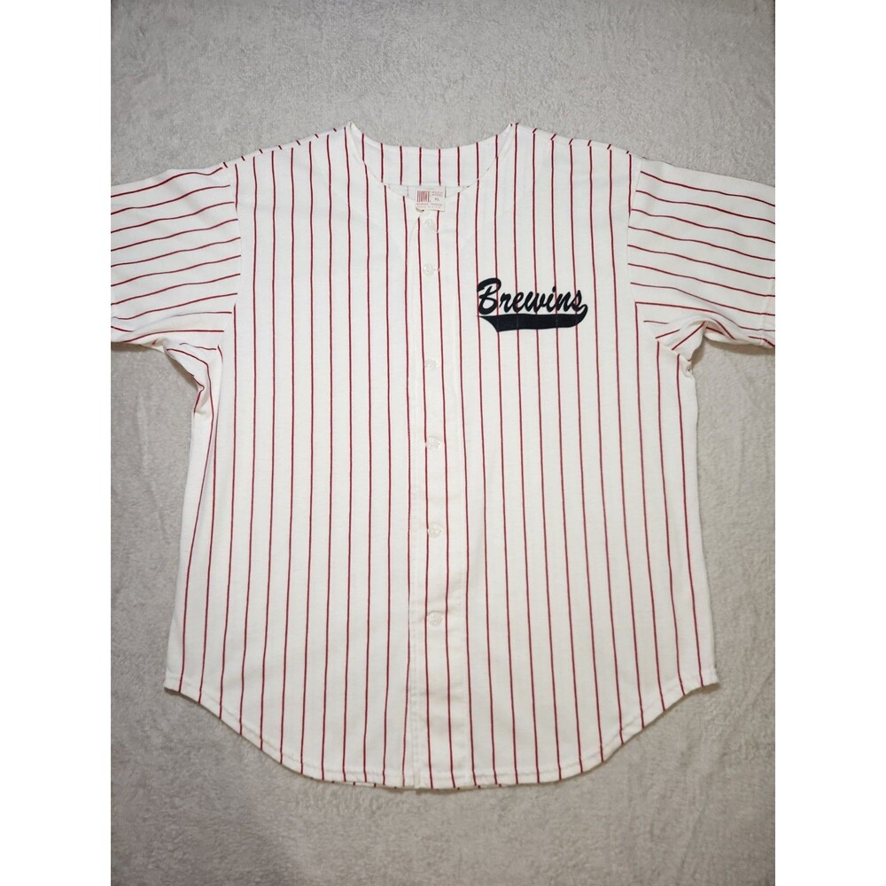 Vintage Howe Athletic BREWINS Pinstripe Baseball Jersey Mens XL Made in USA